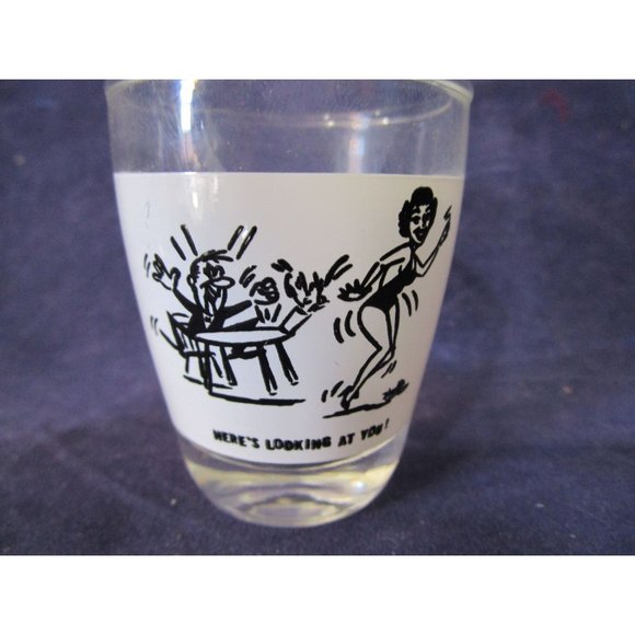 Inappropriate Bad Boy Cartoon Shot Glasses Vintage Anchor Hocking Three IOP - Picture 4 of 14